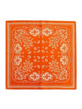 Bright Orange Satin Paisley Scarf Bandana 26x26 Western Cowgirl Wild Rag